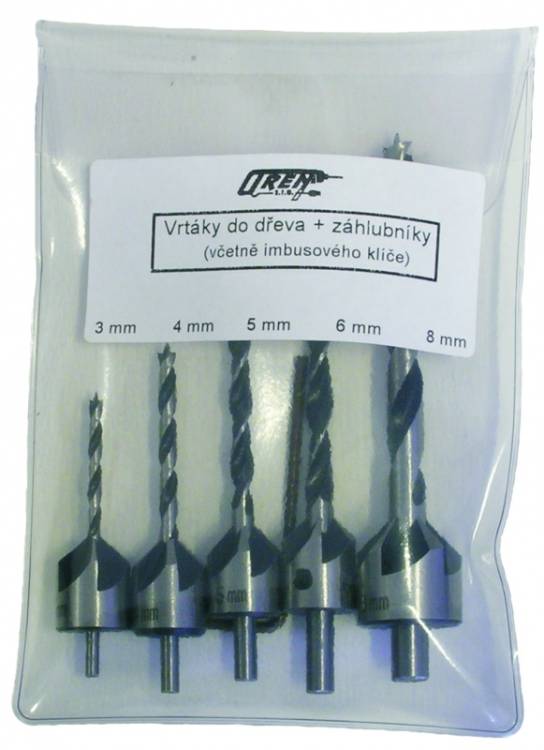 Sada záhlubníků a vrtáků do dřeva 5-dílná