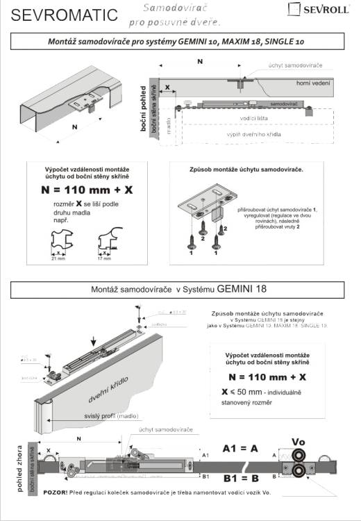 Samozavírač SEVROMATIC 1xL+1xP