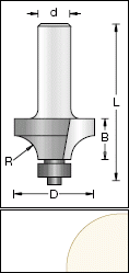 Stopková fréza průměr 16xR1,6mm ložisko dole