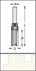 Stopková fréza rovná pr.19,1x25,4mm ložisko nahoře