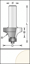 Stopková fréza průměr 16xR1,6mm ložisko dole