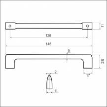 Úchytka kovová Clu66-128-Mni