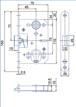 Zámek zadlabávací 75 rozt.72 P-L