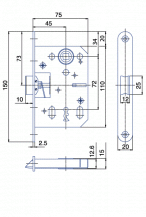 Zámek zadllabávací 75 rozt.72 P-L